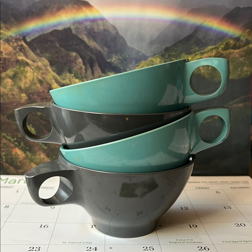 Vintage Boontonware MCM USA set of 4 mugs